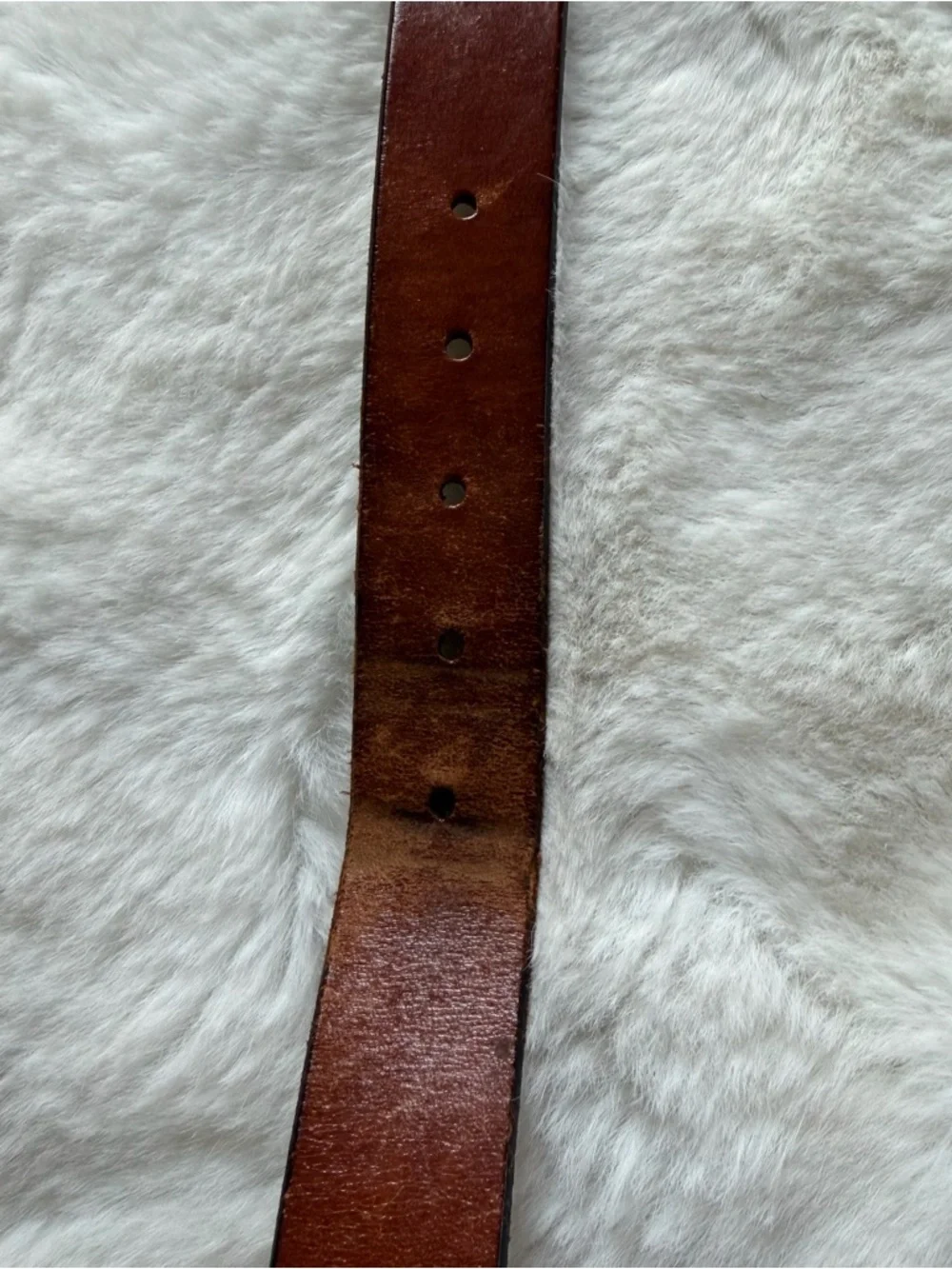 Brown Leather Belt Women Size 38 Brass Buckle Vintage Unisex